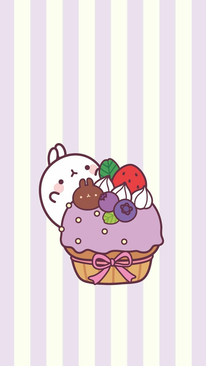 cute rabbit with berry cupcake