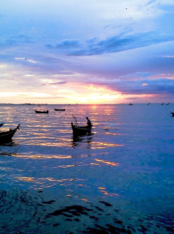 Sunset , on the boat