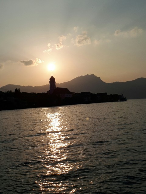 רקעים loch, sunset