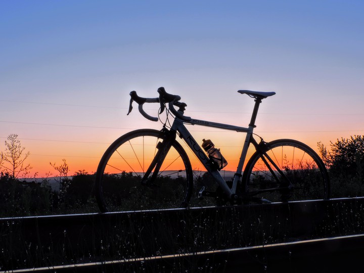 Morning sunrise  and bicycle