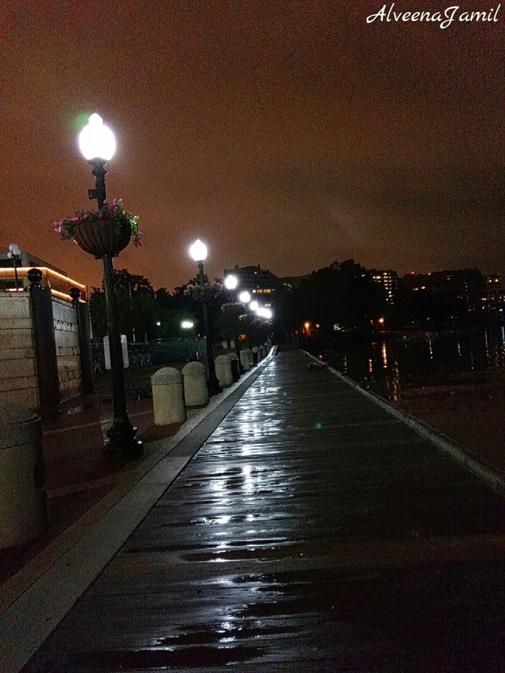Side Walk At Night After Rain