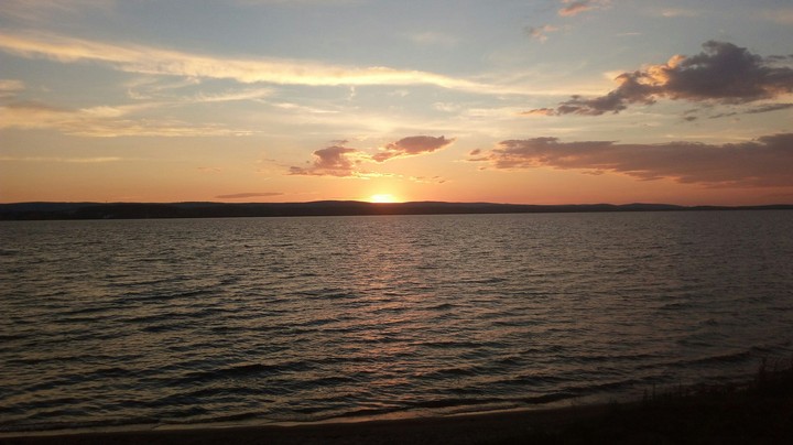 Sunset in lake.