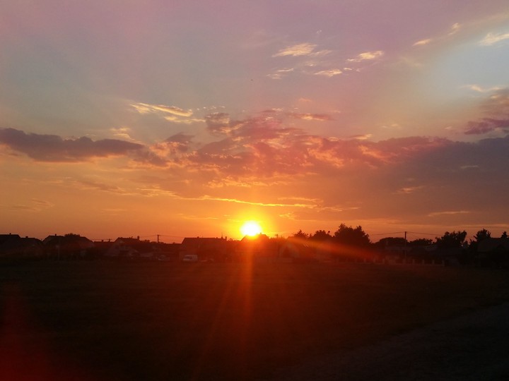Sunset in little town