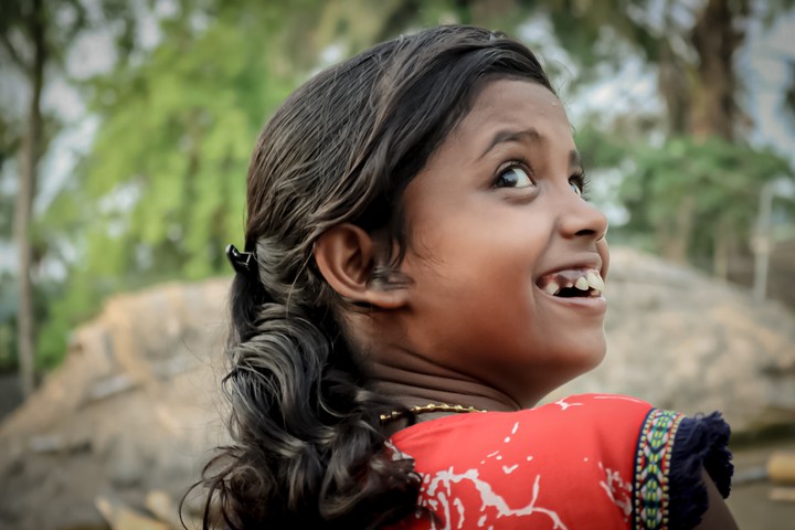 Indian village girl with neture