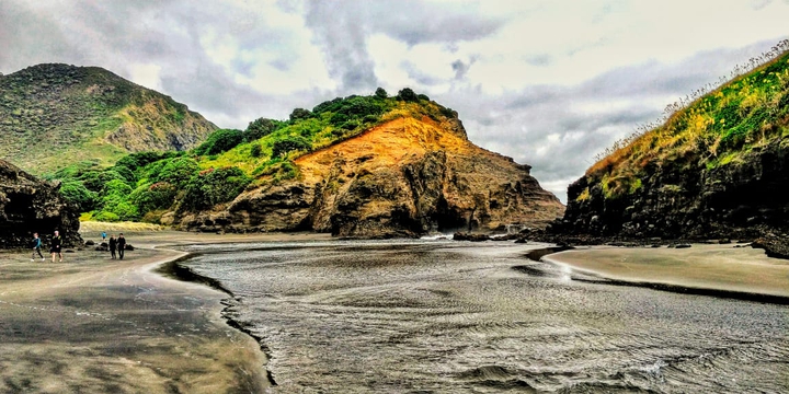 black sand beach