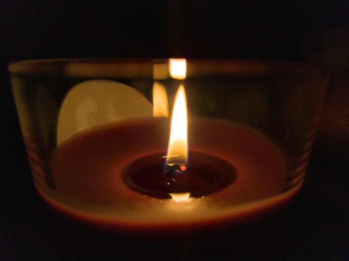 The flame of a candle
