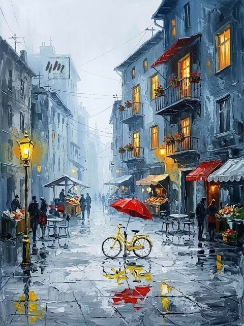 Umbrella, Watercolor_painting, Rain