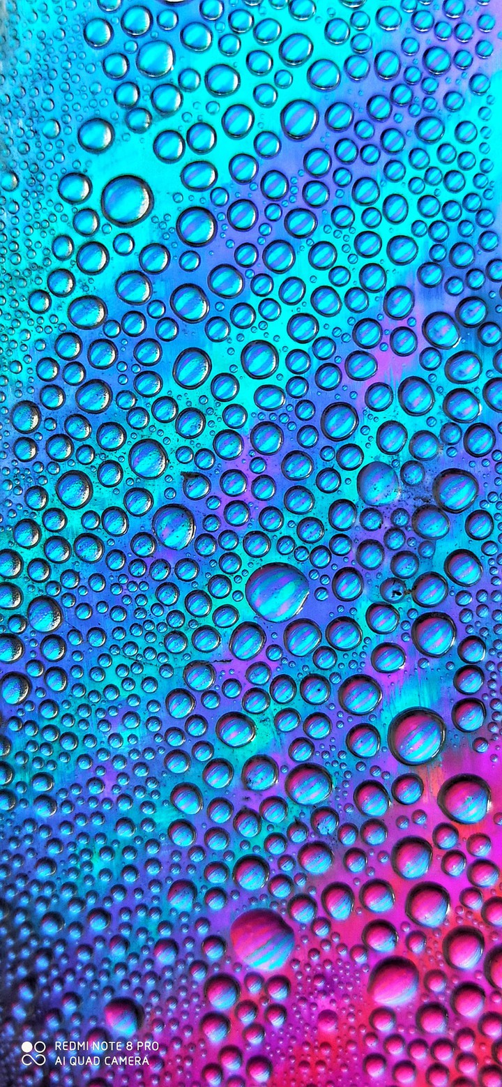 Colourful water droplets