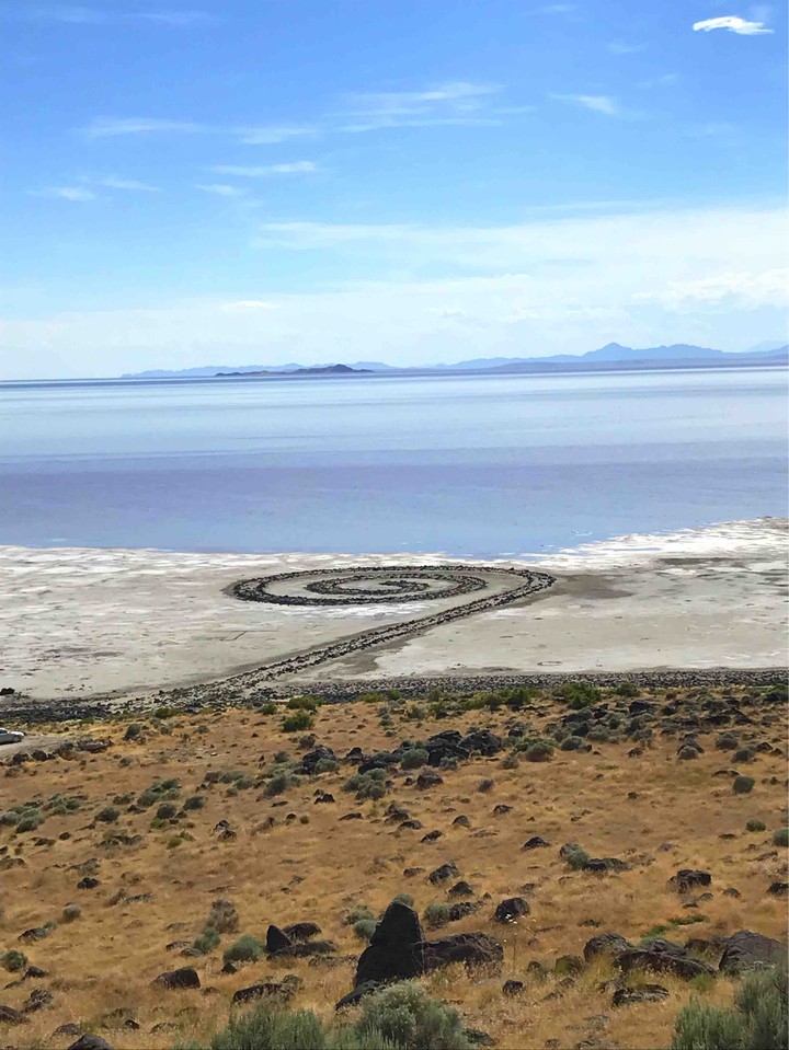 Spiral Jetty rock art at the Great Salt Lake in UT