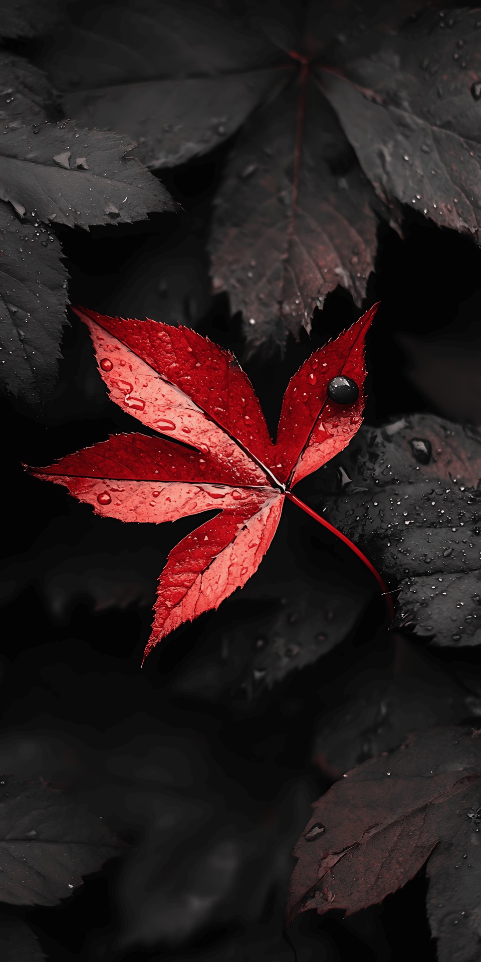RED LEAF IN THE BLACK