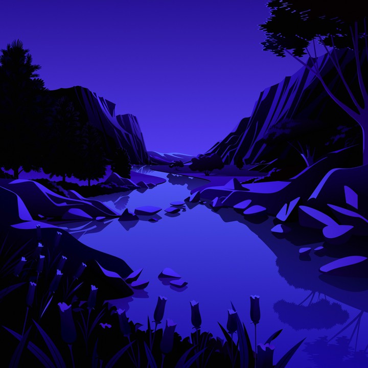 Mountains night blue