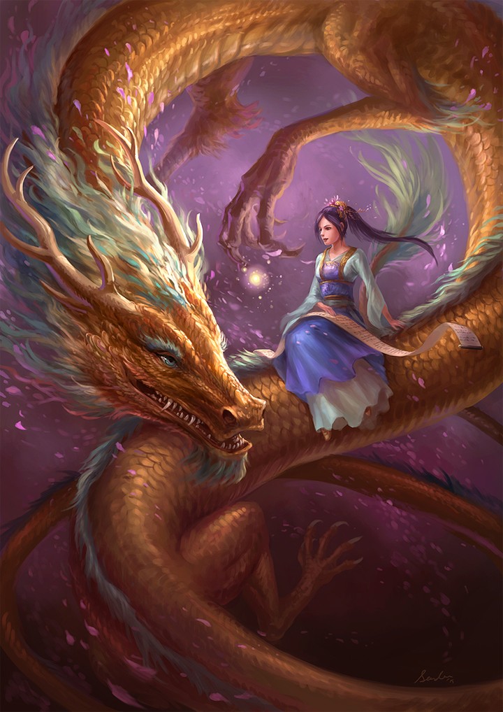 Dragon and girl