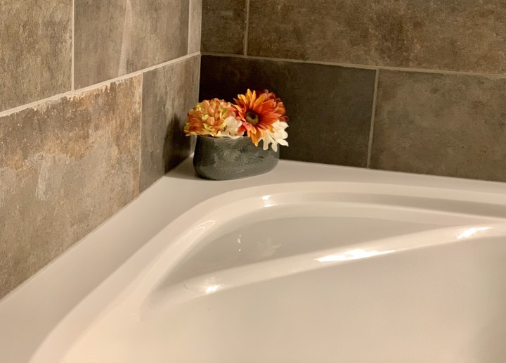 flower vase on tub