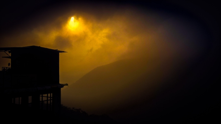 Misty sunset