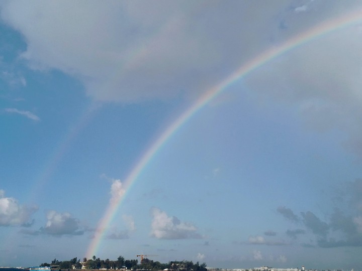 double rainbow through island