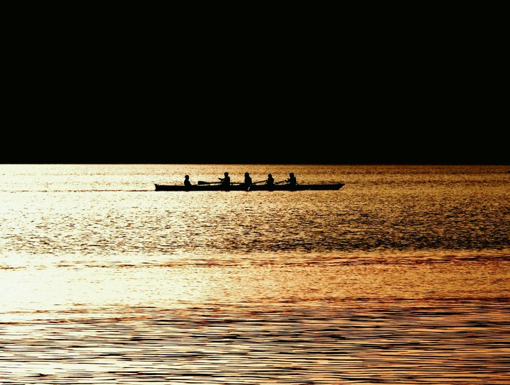 boat in a golden sea
