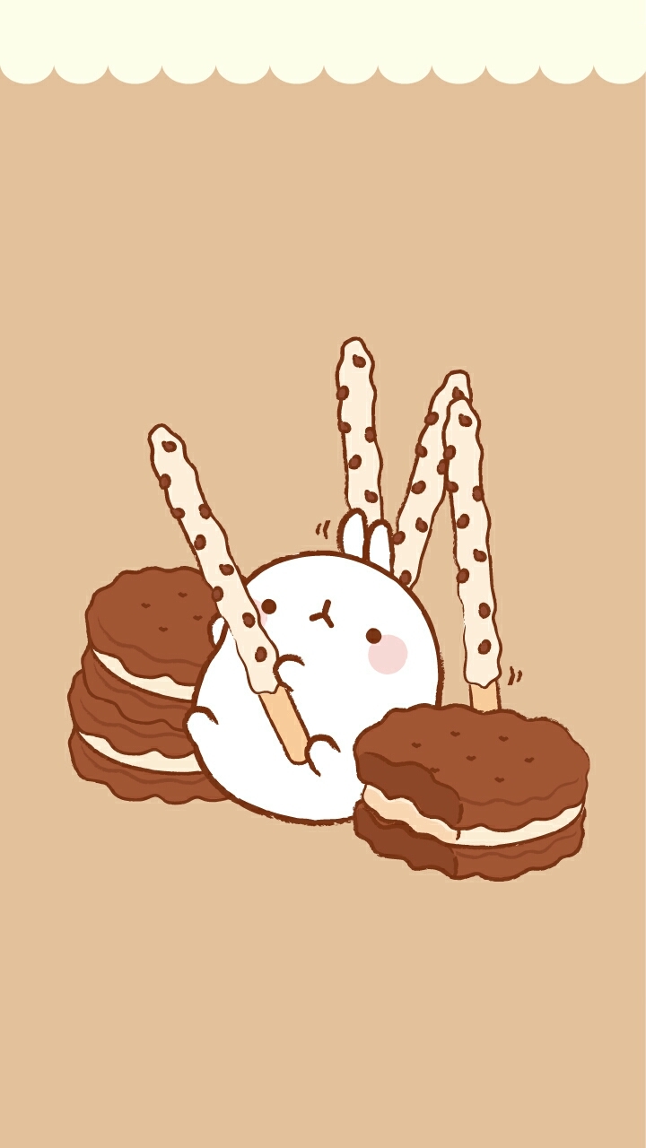 cute rabbit with poki and cookies