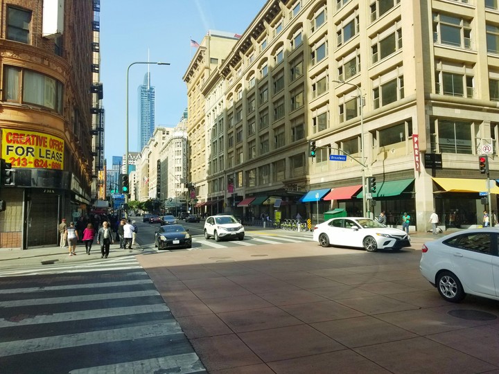 Downtown LA winter sunday morning