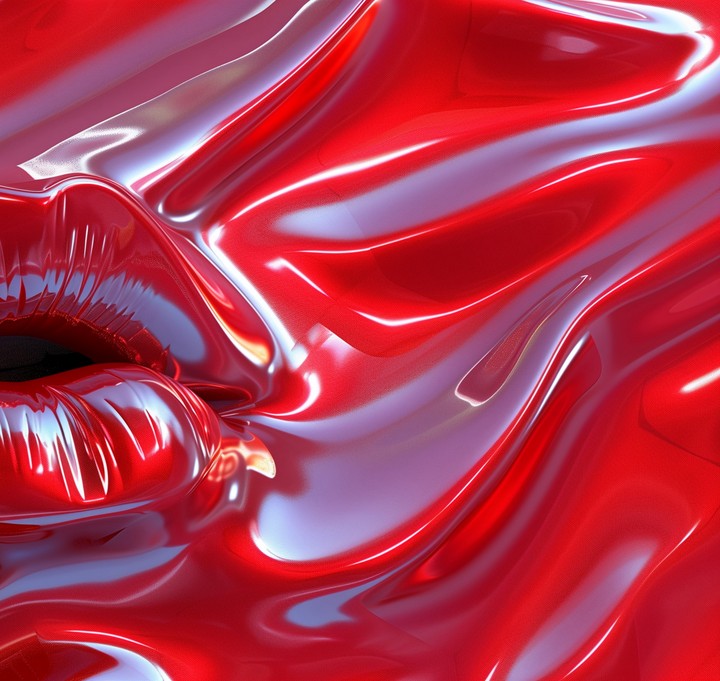 lips emerging through liquid glossy texture wallpaper background