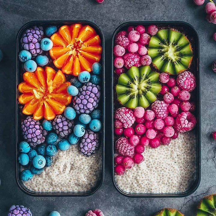 chia pudding bentos topped with fruit