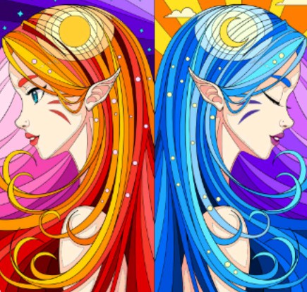 elf orange blue azul naranja color elfos elfas hermosas