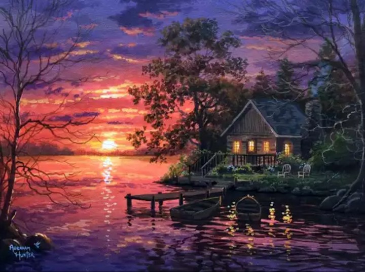cottage sunset