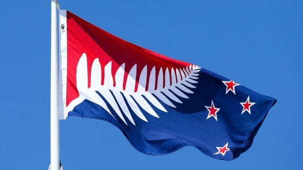 flag of newzealand with leaf