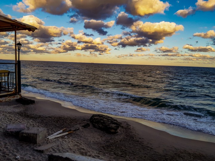 Black sea. Sunset.