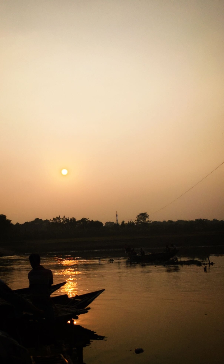 river in sun set