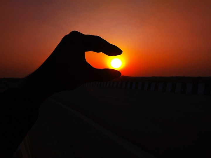 beautiful sunset on the way