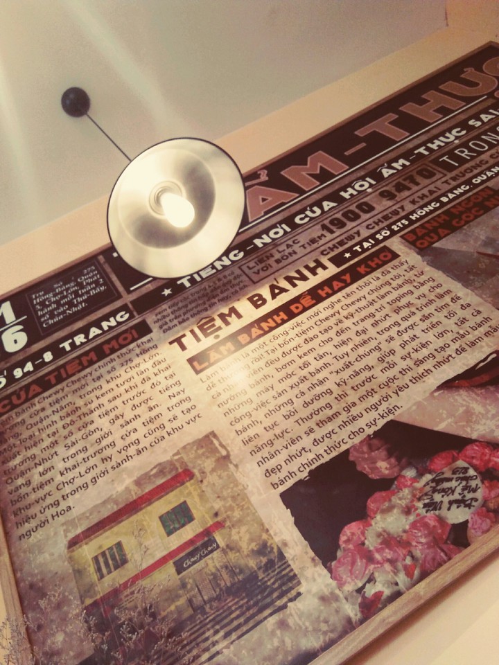 A warm light in the little cream puffs shop