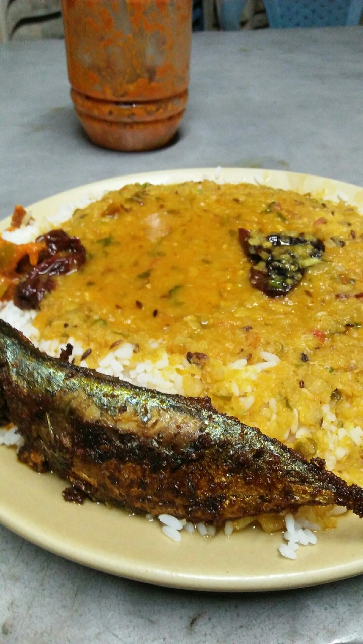 Indian Food, Daal rice and fish