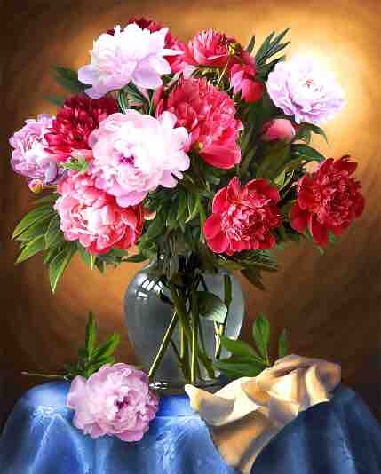 Vase with peonies