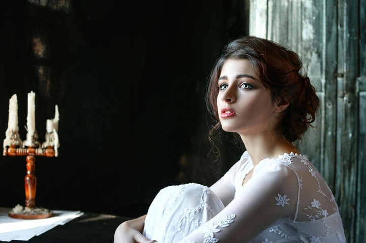 beautiful lady in alone