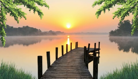 fonds d'écran sunrise, boardwalk
