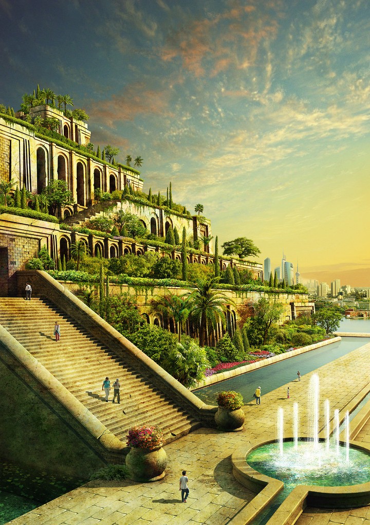 Hanging gardens, terrace, palace, stairs