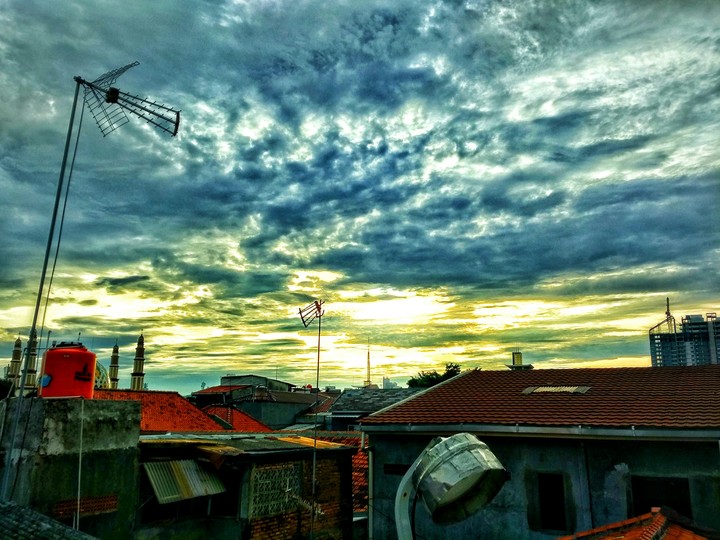 Sunset In The Middle Of City
