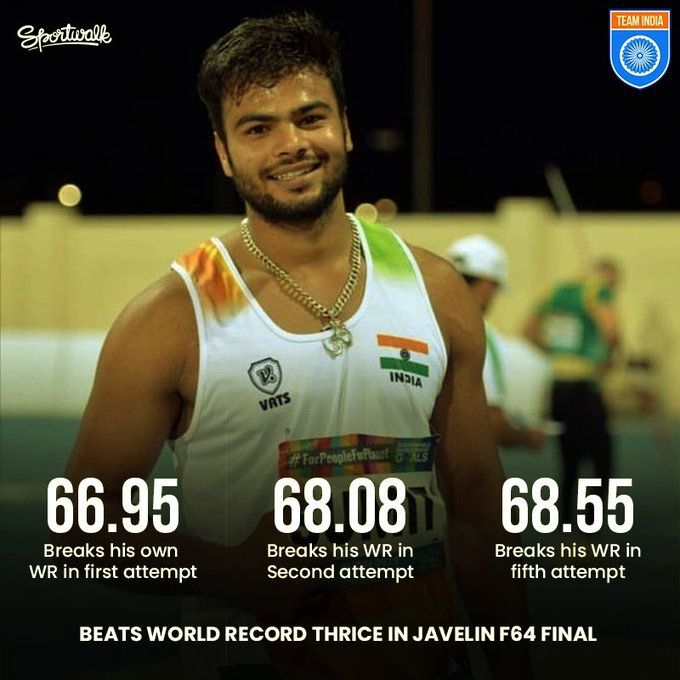Sumit Antil three time para record breaker in three attempt.