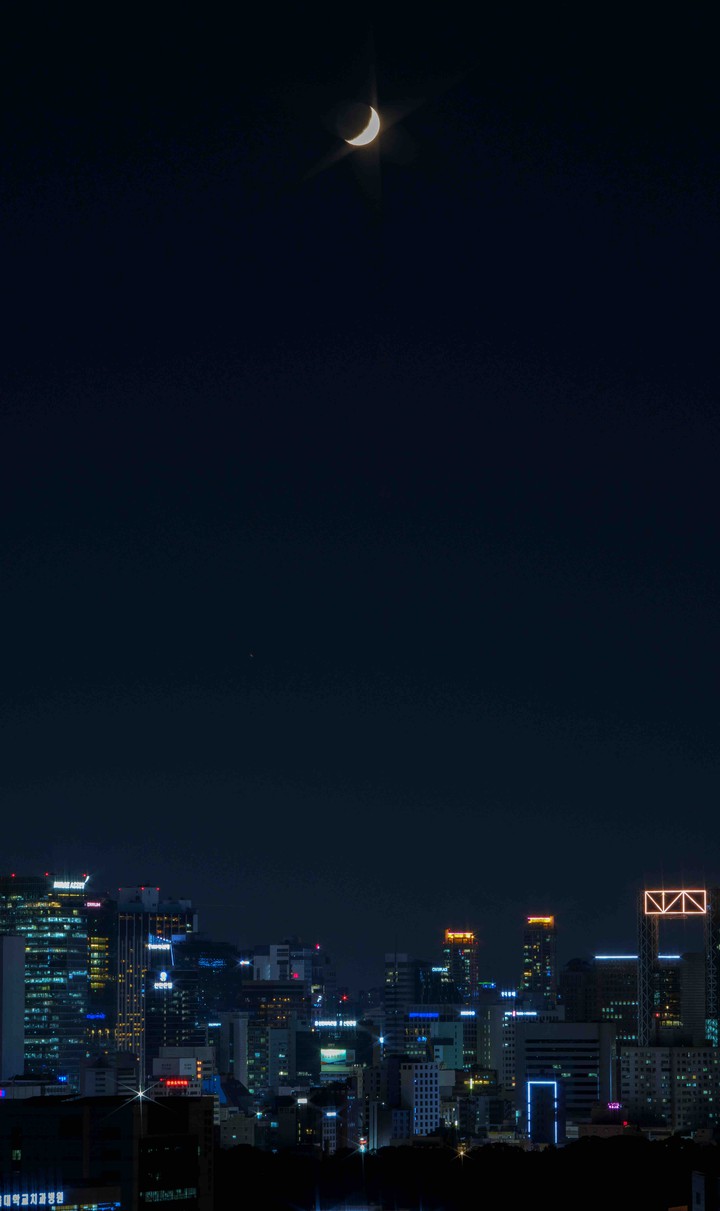 moon and city