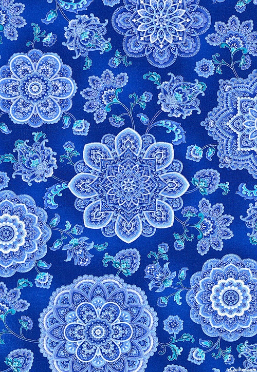 blue pattern flowers peacock
