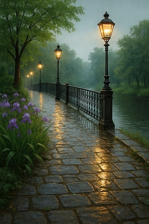 רקעים evening, walkway