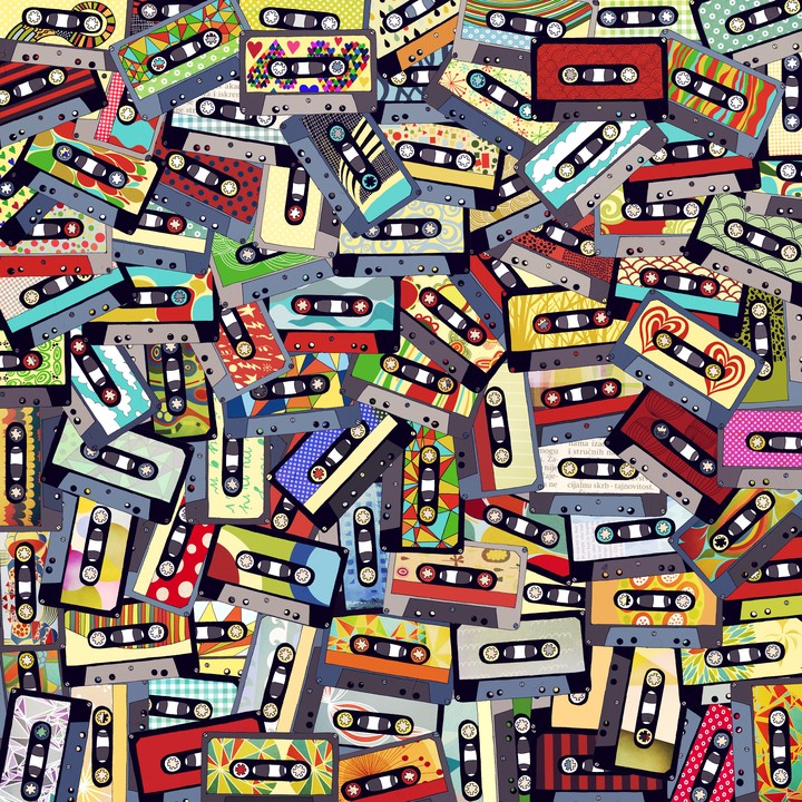 Audio Cassettes Collage Colorful