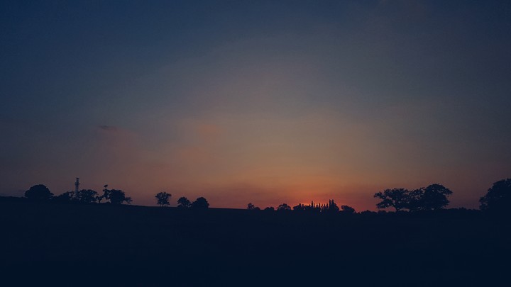 Sunset behind a castle