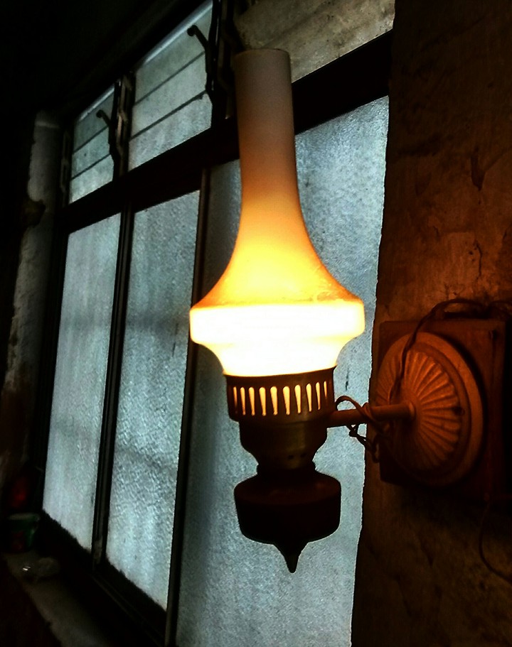 A lamp shines