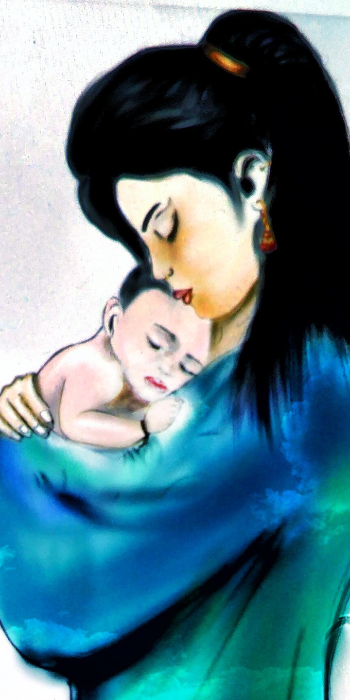 mother and son drawing