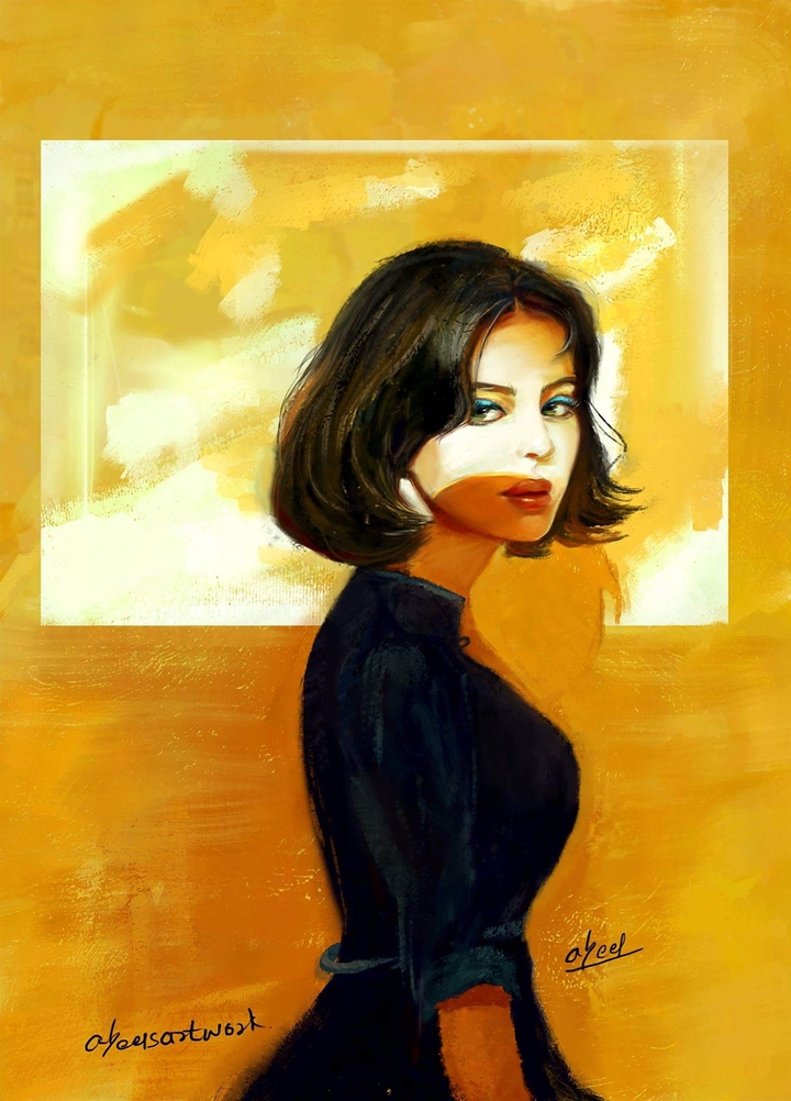 Girl Against Yellow Wall
