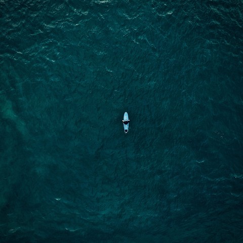 Surfer Surfing Top View