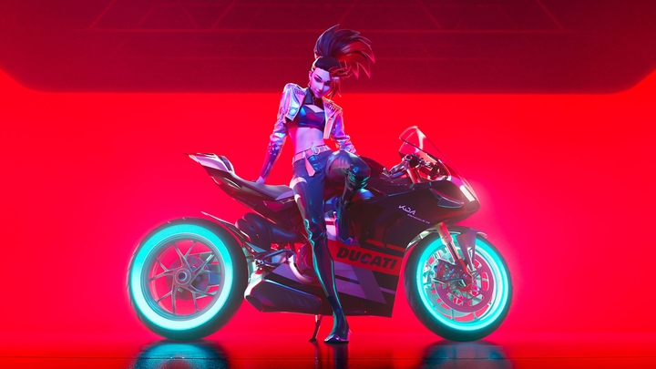 AKALI WITH HER BIKE