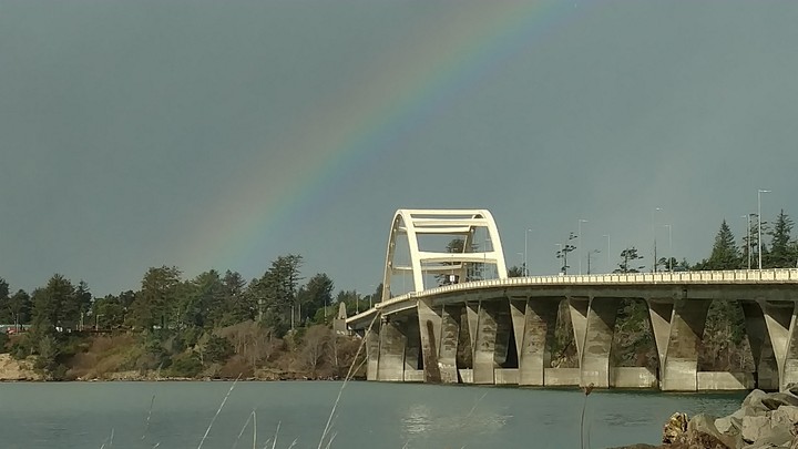 Rainbow over Waldport Bridge