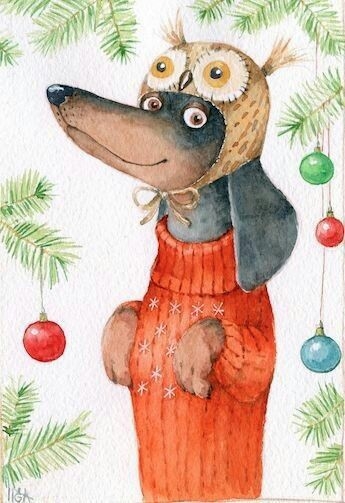 Cãozinho vestido para o natal